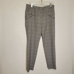 Zara plaid herringbone checkered career pants w/zipper pockets